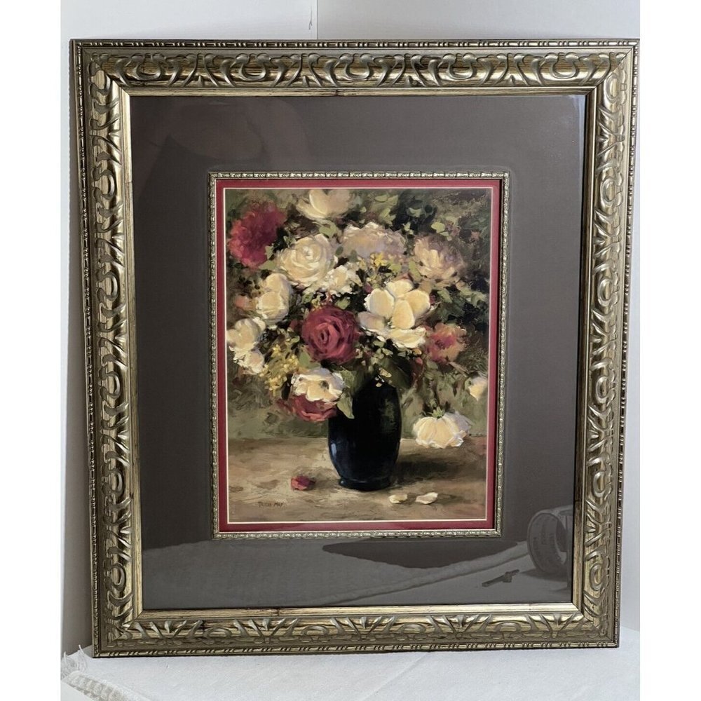 Vintage Floral Art Print by Tricia May in Gold Frame 24” x 22"